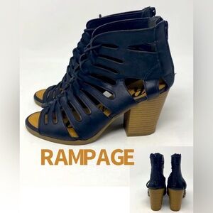 ‼️RAMPAGE VENYCE VITAL Cut Out Block Heel Lace Up Boots, Black 8.5
